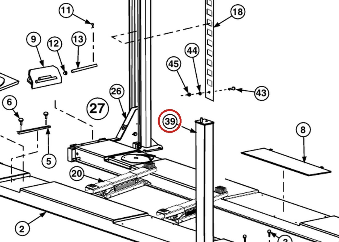 Forward Lift 1400102 Rear Column - OR14 14K Four-Post Lift parts diagram