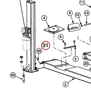Forward Lift 1400400 Left Front Yoke Assembly with Latches - OR14 14K Four-Post Lift parts diagram