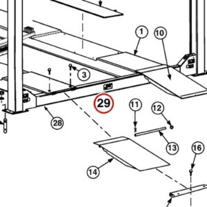 Forward Lift 1400404 Rear Yoke Assembly with Latches for OR14 14K 4-Post Lift parts diagram