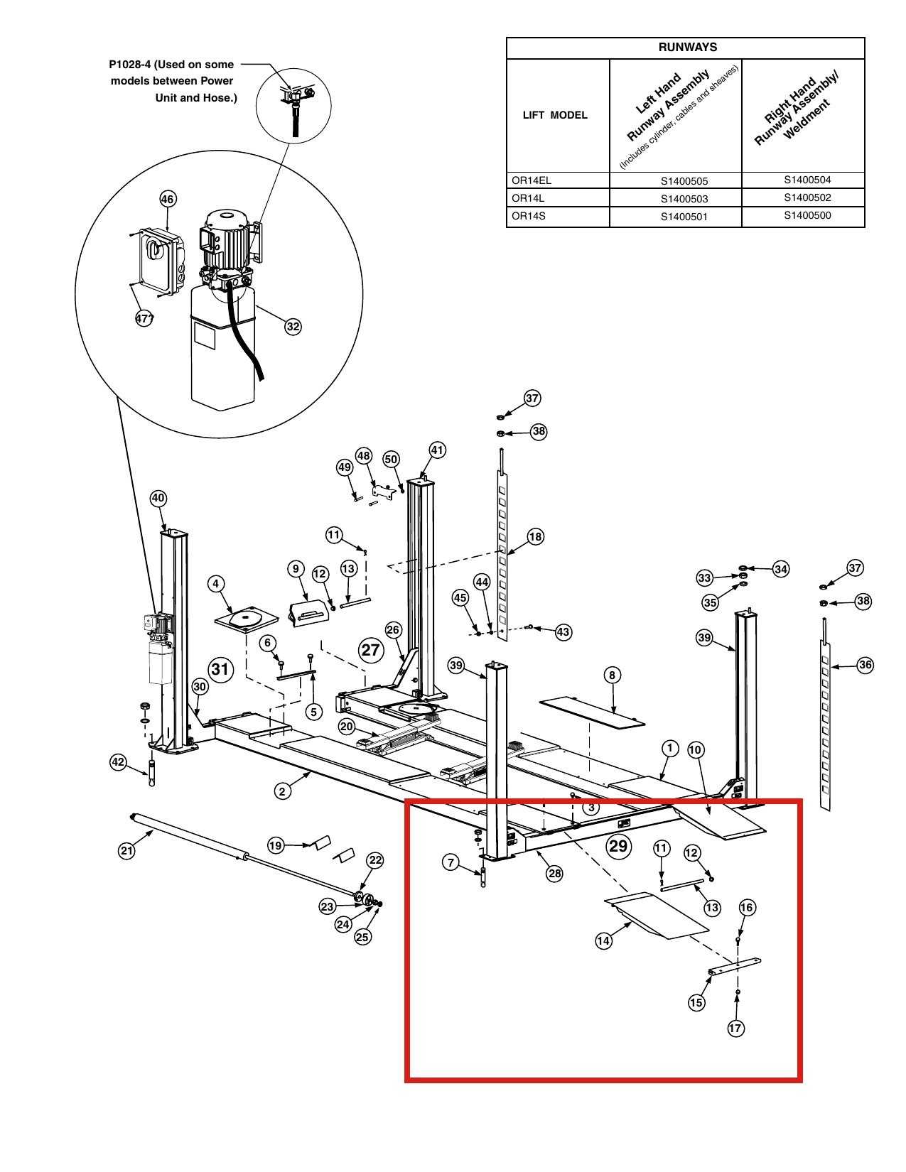 Forward Lift 1400507 Standard Ramp Chock Weldment for OR14 14K 4-Post Lift parts diagram (location)