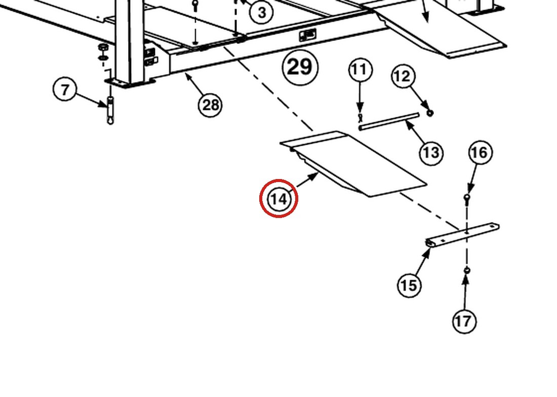 Forward Lift 1400507 Standard Ramp Chock Weldment for OR14 14K 4-Post Lift parts diagram
