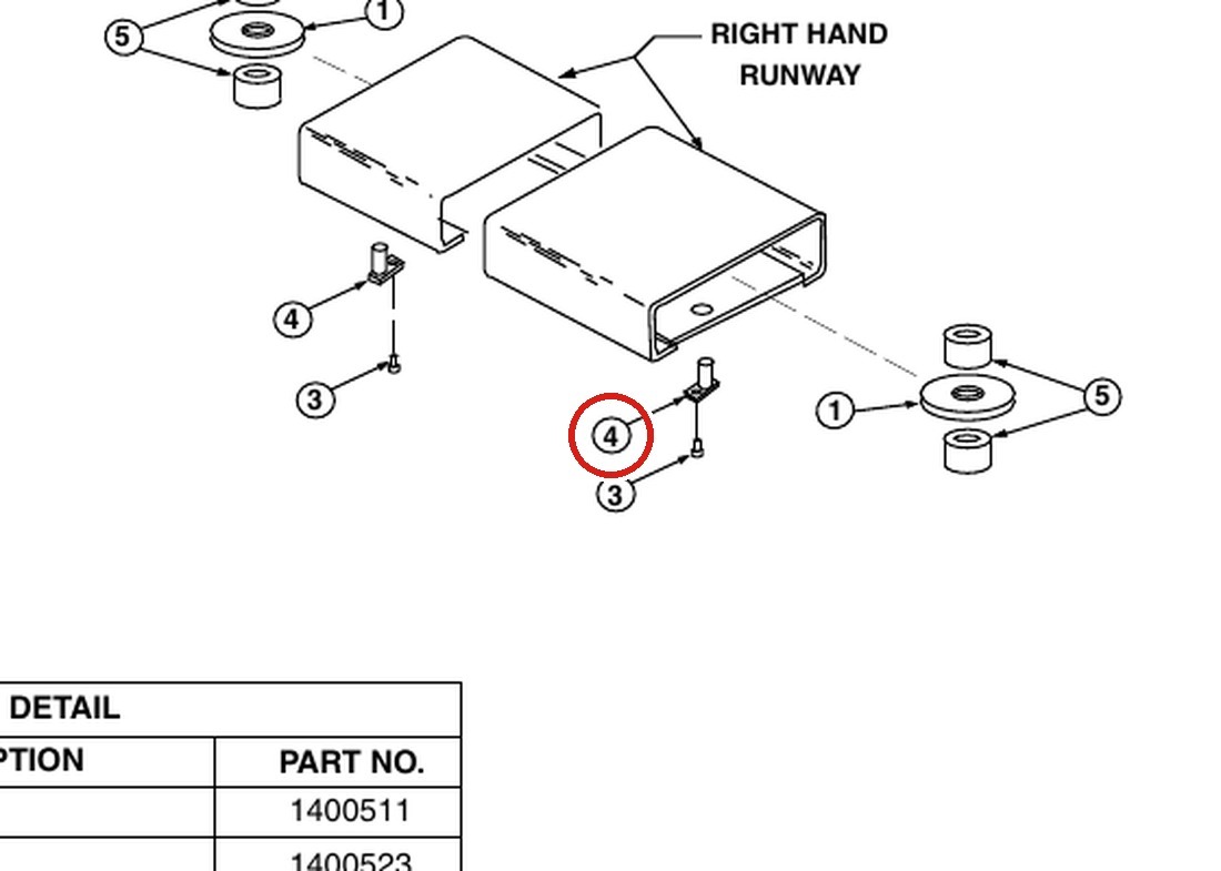 Forward Lift 1400509 Sheave Pin for OR14 14K 4-Post Lift parts diagram