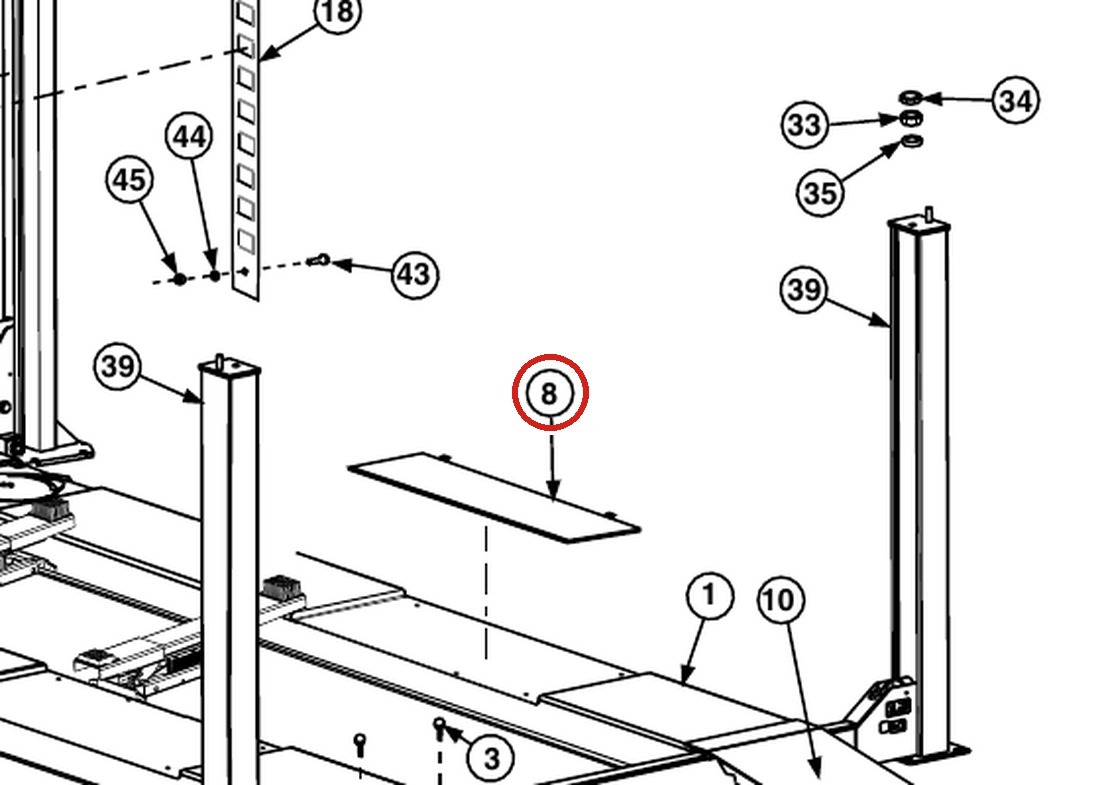 Forward Lift 1400519 Rear Slip Plate Kit for OR14 14K 4-Post Alignment Lift parts diagram