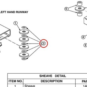 Forward Lift 1400523 Sheave Bearing for OR14 14K 4-Post Lift parts diagram