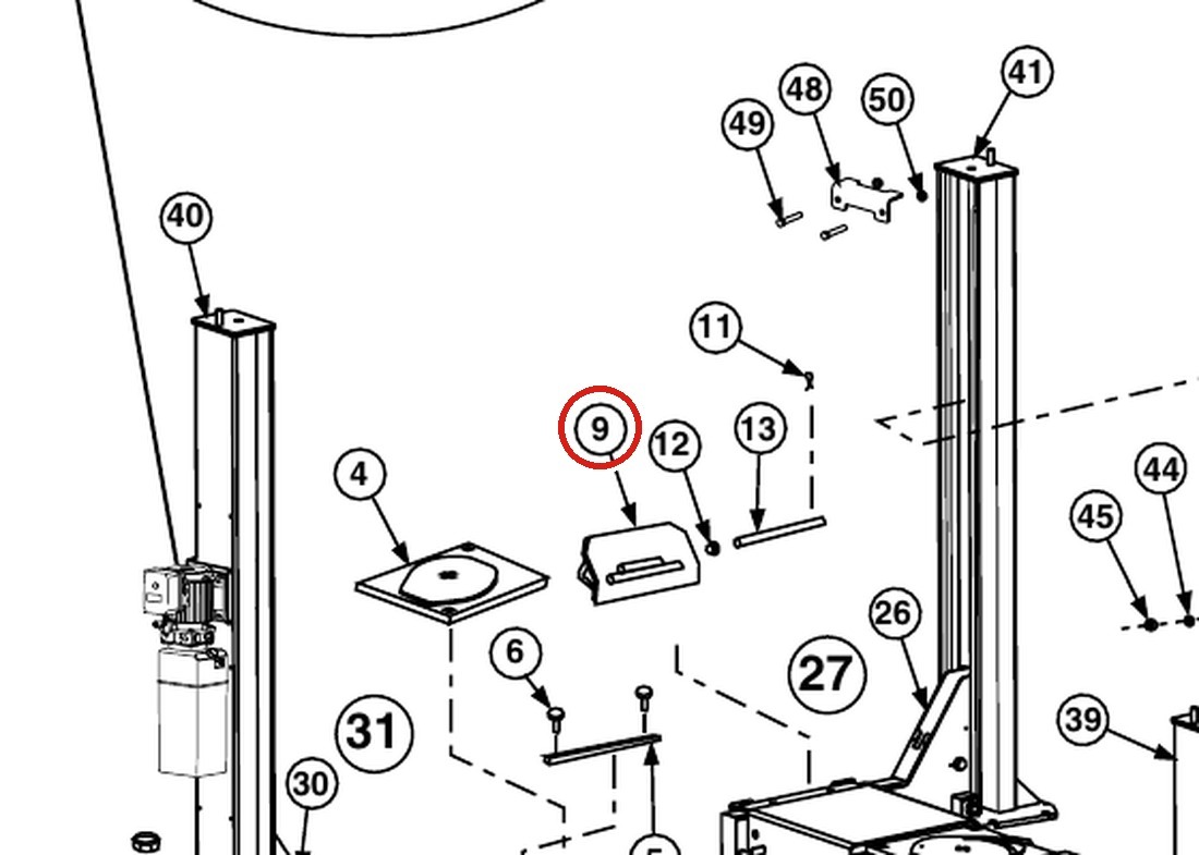 Forward Lift 1400524 Wheel Stop for OR14 14K 4-Post Lift Runways parts diagram
