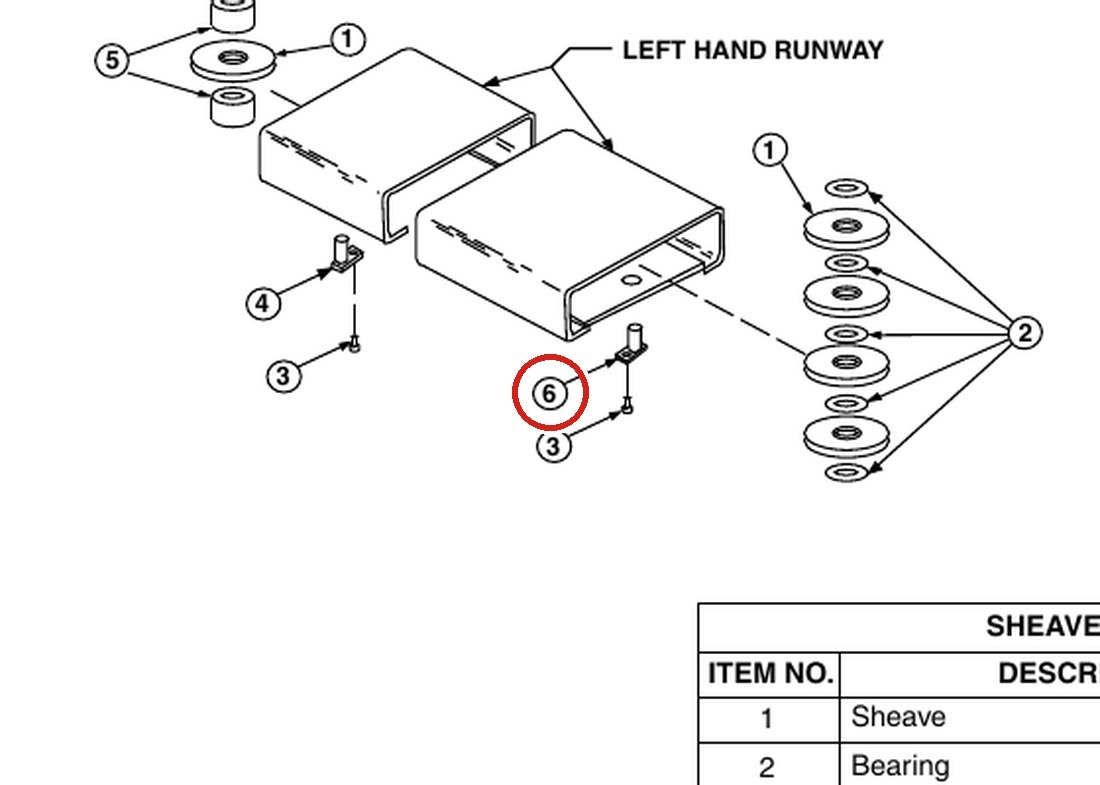 Forward Lift 1400529 Airline Retainer Cable / Sheave Pin (STD) for OR14 14K 4-Post Lift parts diagram