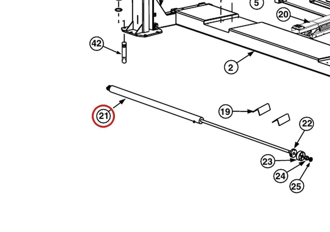 Forward Lift 1400949 Hydraulic Cylinder for OR14 14K 4-Post Lift parts diagram