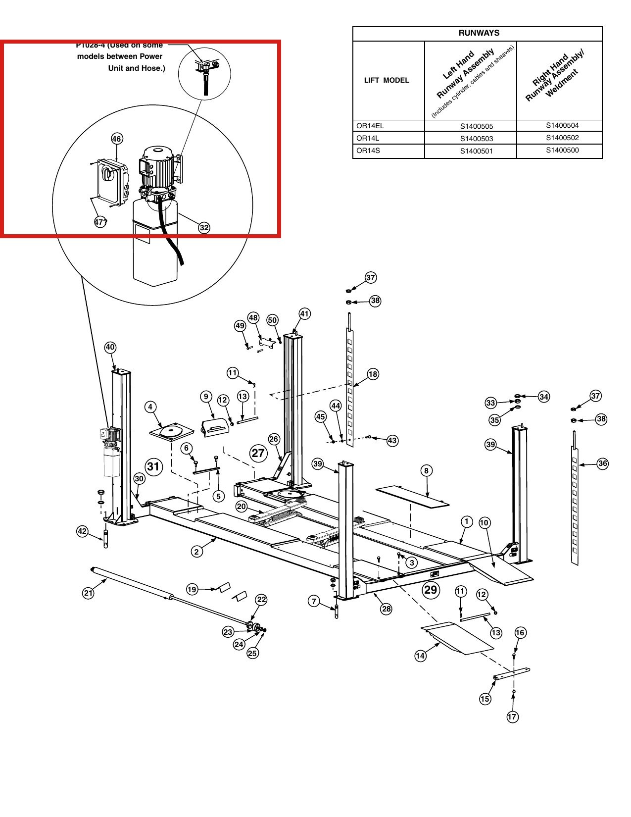 Forward Lift 1400951 Capacitor Box for OR14 14K 4-Post Lift parts diagram (location)