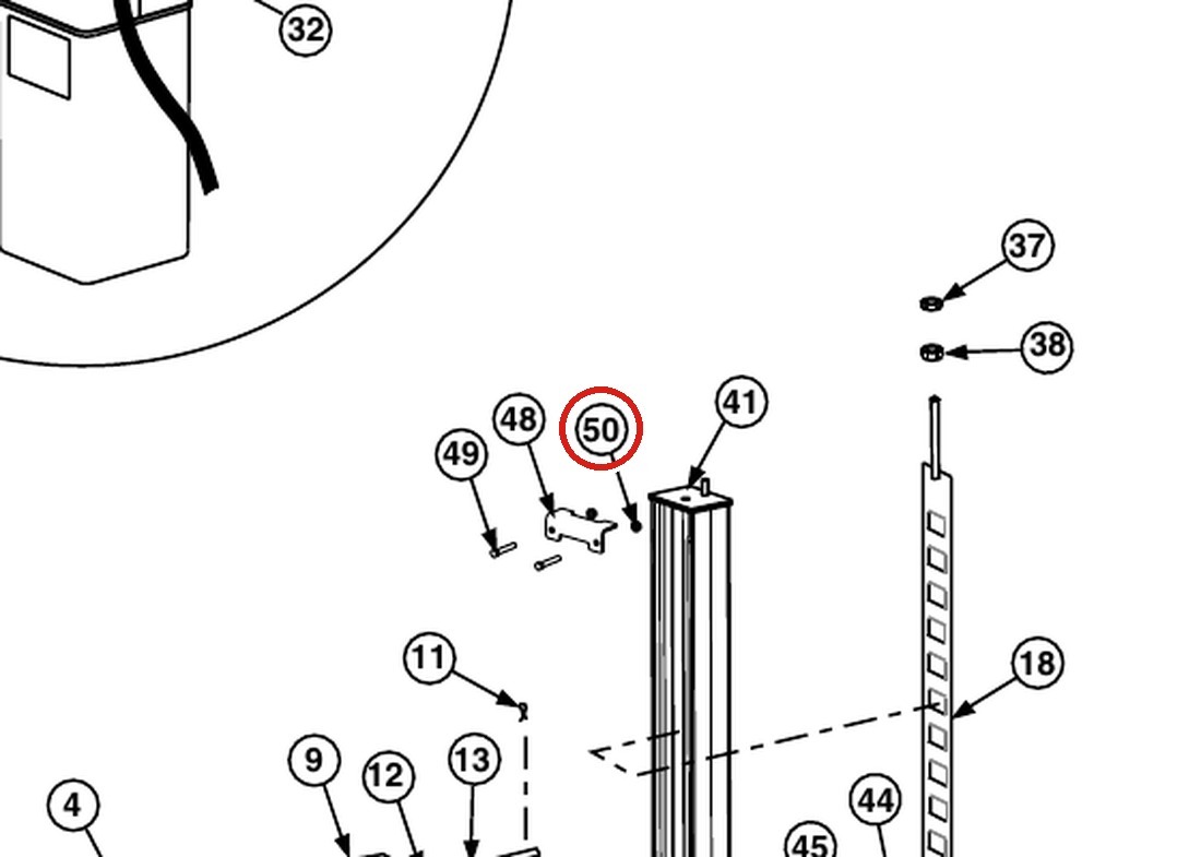 Forward Lift 40704 1/2"-13NC Flanged Whiz-Lock Nut for OR14 14K 4-Post Runways parts diagram