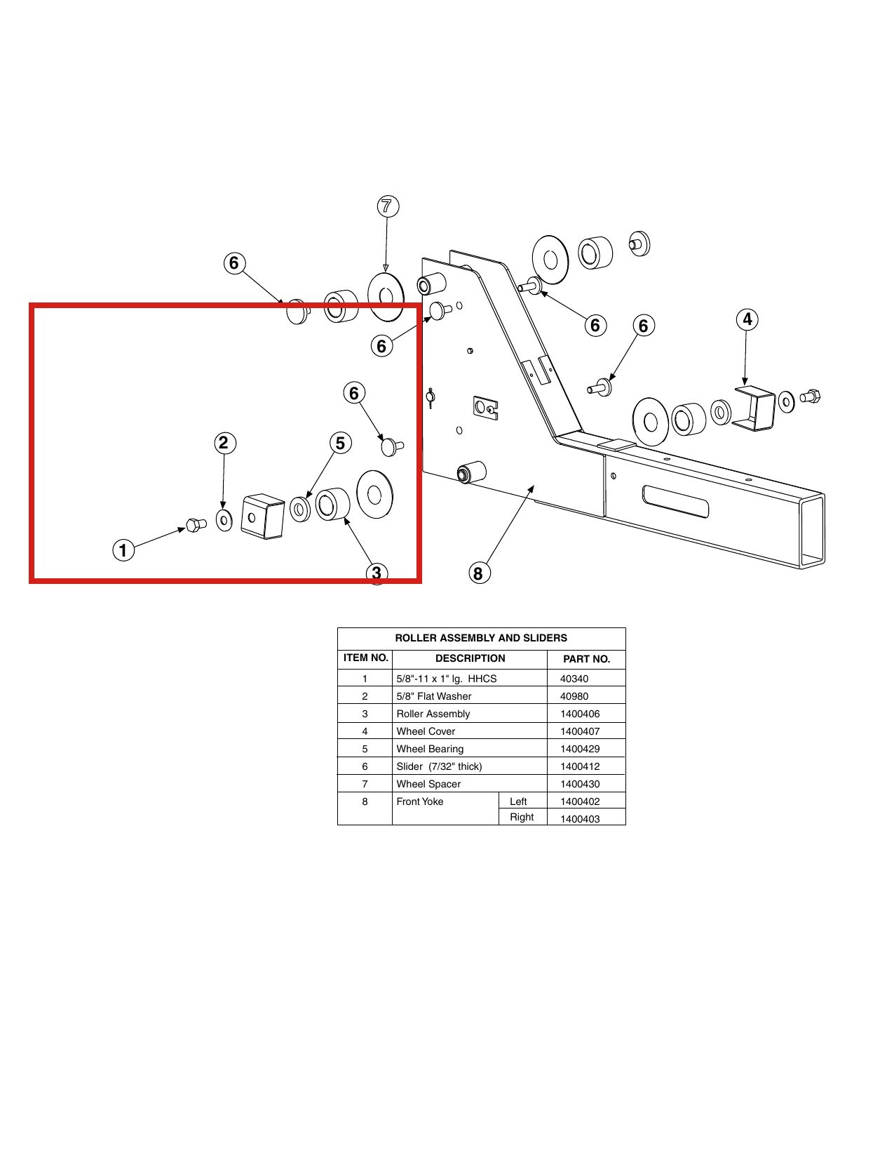 Forward Lift 40980 5/8" USS Flat Washer for Roller Assembly & Sliders (12K & OR14 4-Post Lifts) parts diagram (location)