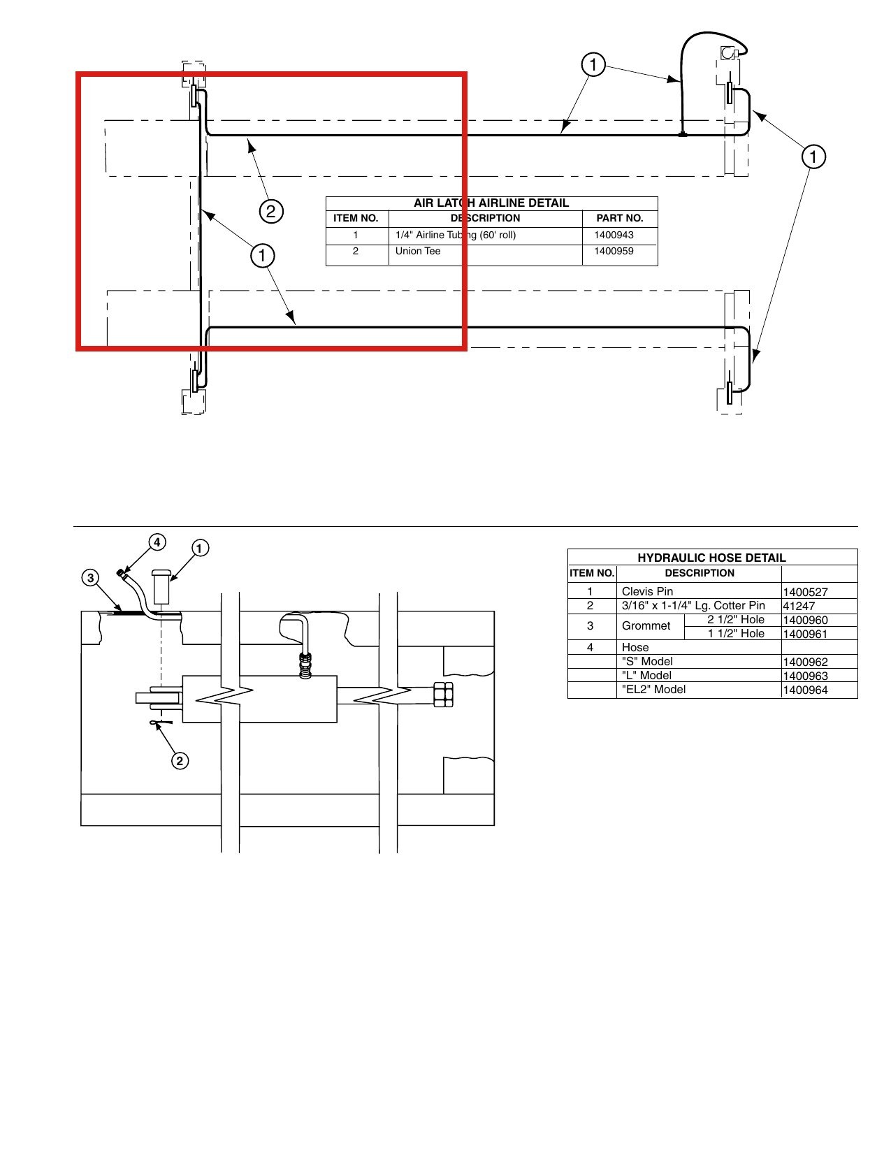 Forward Lift 41247 3/16" x 1-1/4" Cotter Pin (S355) - 12K & OR14 4-Post Hydraulic Hose Detail parts diagram (location)