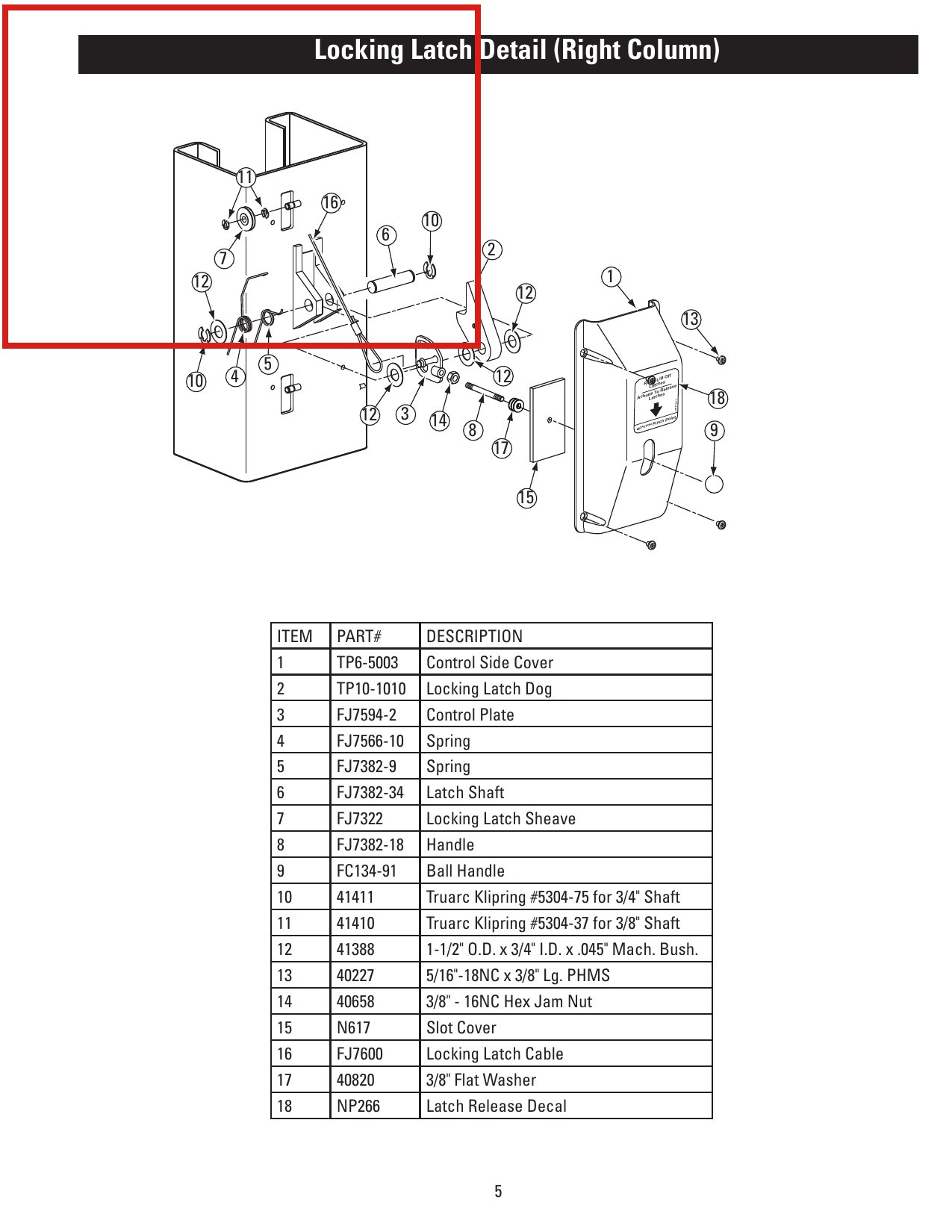 Forward Lift 41410 Truarc #5304-37 Klipring Snap Ring for 3/8" Shaft - CR18, DL9 & DP10 parts diagram location
