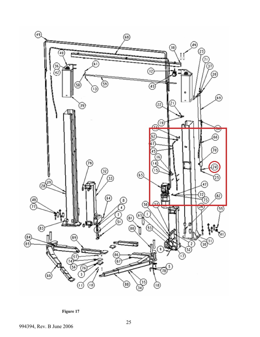 Forward Lift 911701 5/16"-18 Hex Nut, Plated (Same as 40670) for AJ 6000 & DP10AN Lifts - full parts breakdown drawing