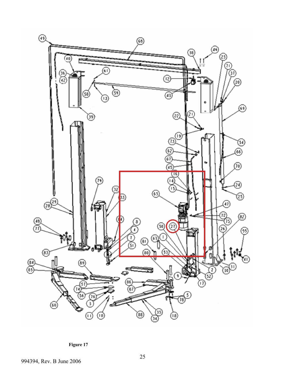 Forward Lift 915206 SAE Washer 1-1/4" Plated for I10, I10111000, INT 10 Inground Lifts - full parts breakdown drawing