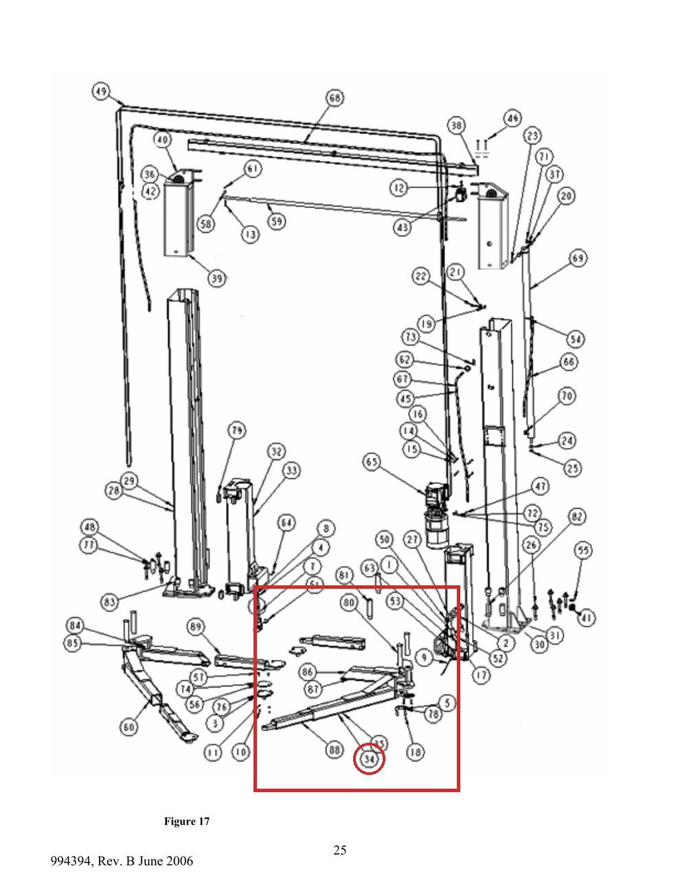 Forward Lift 991504 Snap Ring, 3/4" Klip-Ring (Truarc 5304-0075) for AJ 6000, I10 / INT 10 - full parts breakdown drawing