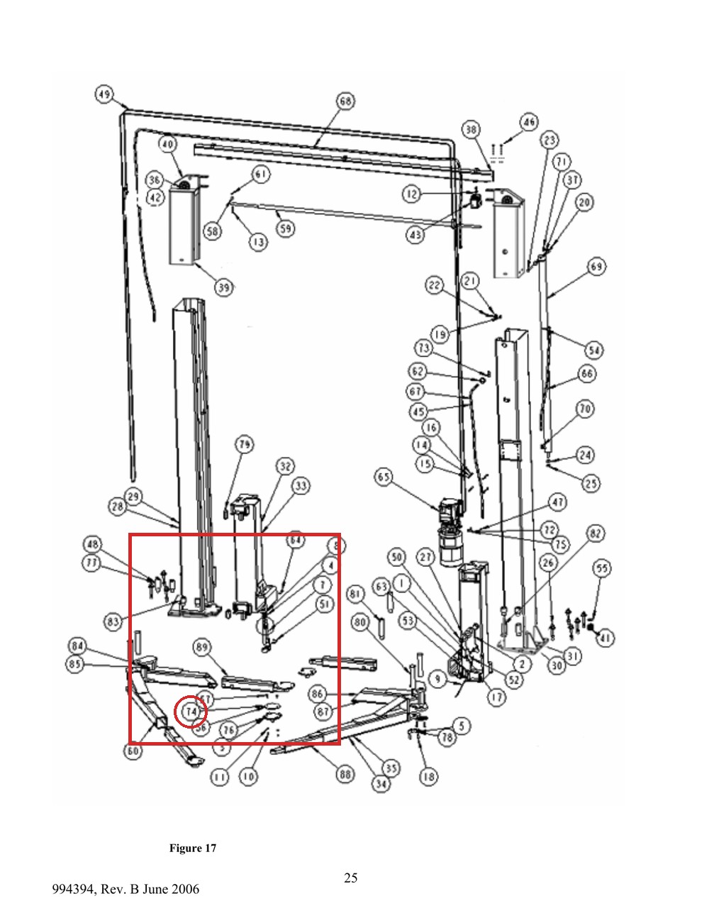 Forward Lift 996220 1-1/2" Stack Pad Extension for DP 9K/10K Lifts & AJ6-AM (DP10AN, DP97S2, I10) - full parts breakdown draw