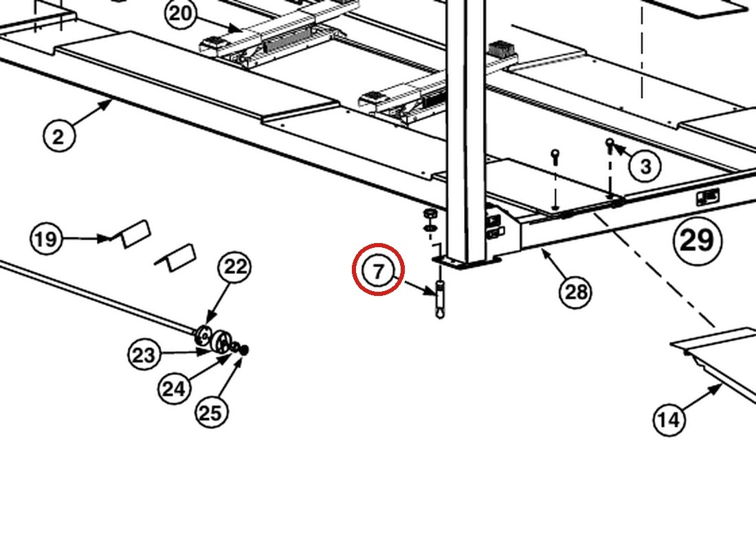 Forward Lift FC5228 5/8" Anchor Bolt for CR18, 12K 4-Post Open Front & OR14 Lifts parts diagram