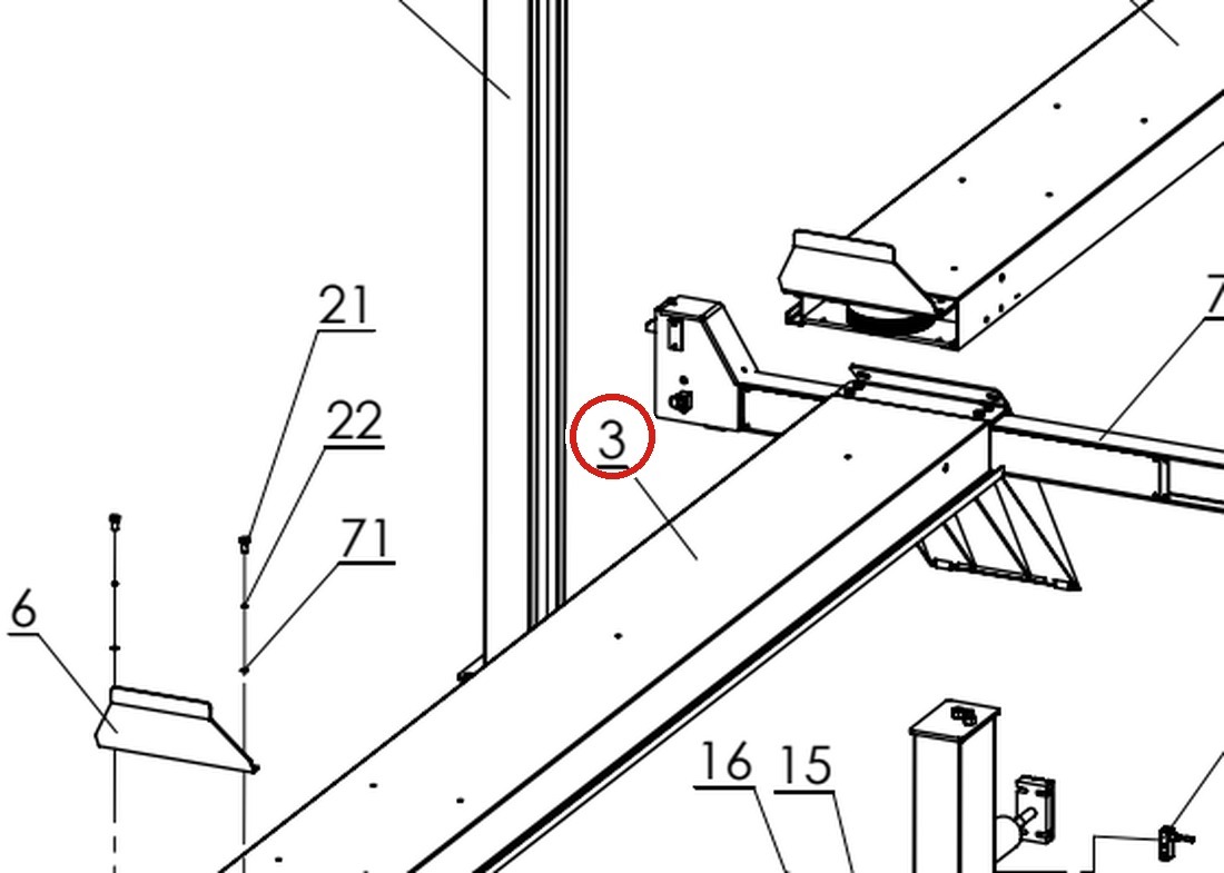 Forward Lift H4P-3200 Slave Side Runway for CR14 14,000 lb & Pro 14F 4-Post Lifts parts diagram