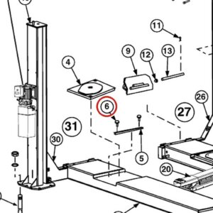 Forward Lift Lift Part 42073 5/16"-18NC x 5/8" Whiz-Lock Bolt - 12K & OR14 14K 4-Post Runway Assembly parts diagram