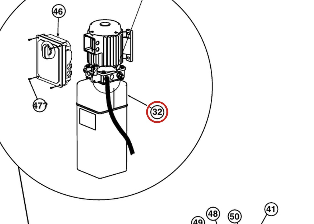 Forward Lift P3047 Three Phase (3Ø) Power Unit for OR14 14K 4-Post Lift parts diagram