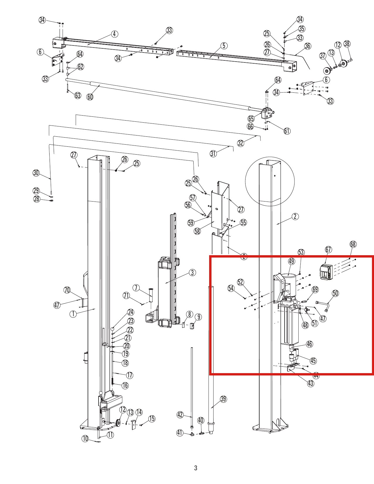 Forward Lift TP6-1002 Cover Plate for DL9 Two-Post Lift parts diagram (location)