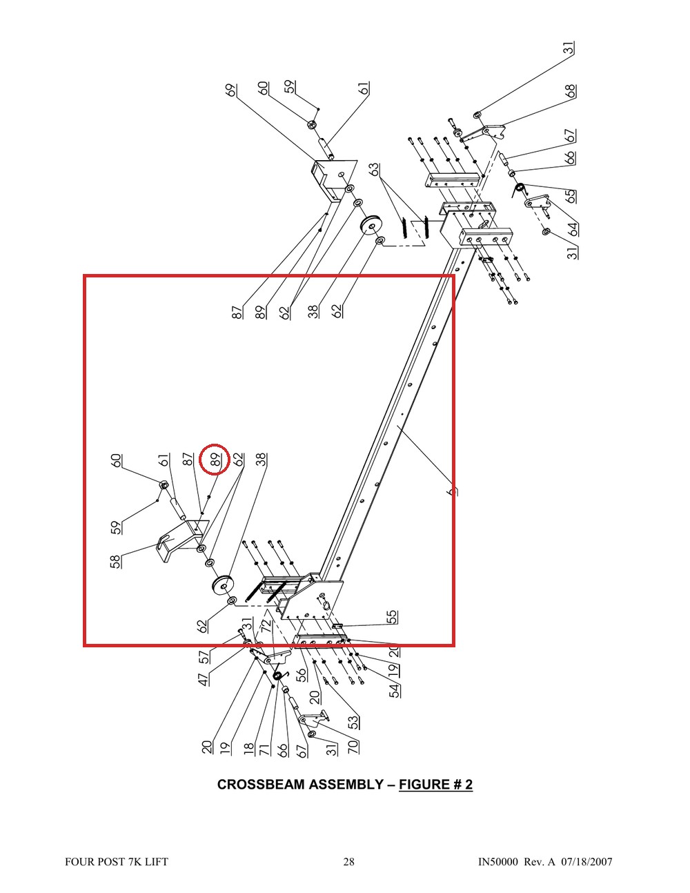Lift Parts B23-6×10 M6×10 Recessed Pan Head Screw for 7K/8K/9K 4-Post Parking Lifts - full parts breakdown drawing