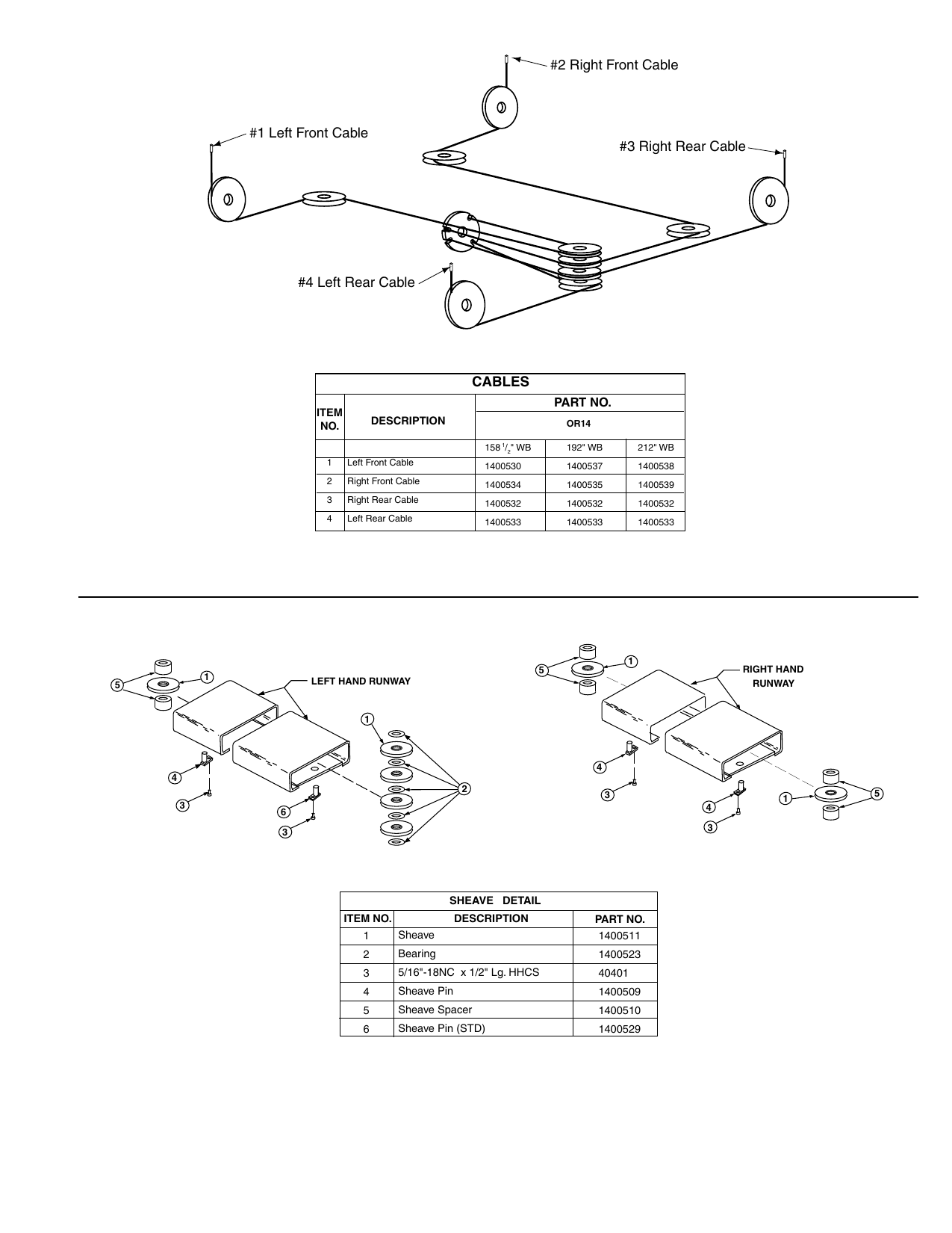 OR14 14K 4-Post Sheave Detail Drawing OR14 14K 4-Post Sheave Detail parts breakdown drawing