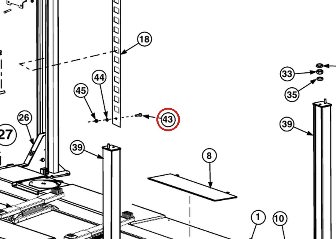 Rotary 40101 1/4"-20NCx1 3/4" HHCS for OR14 14K 4-Post Lift parts diagram