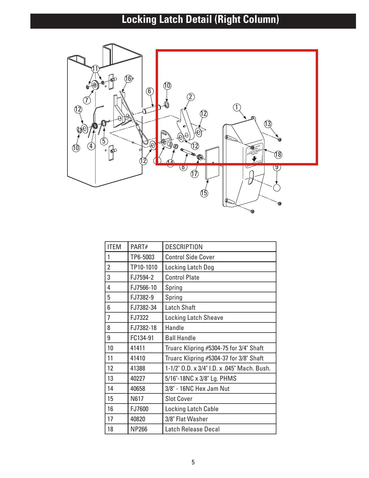 Rotary lift 2 Post Black Plastic Lock Cover Handle / Power Side Rotary Replaces FJ7452 parts diagram (location)