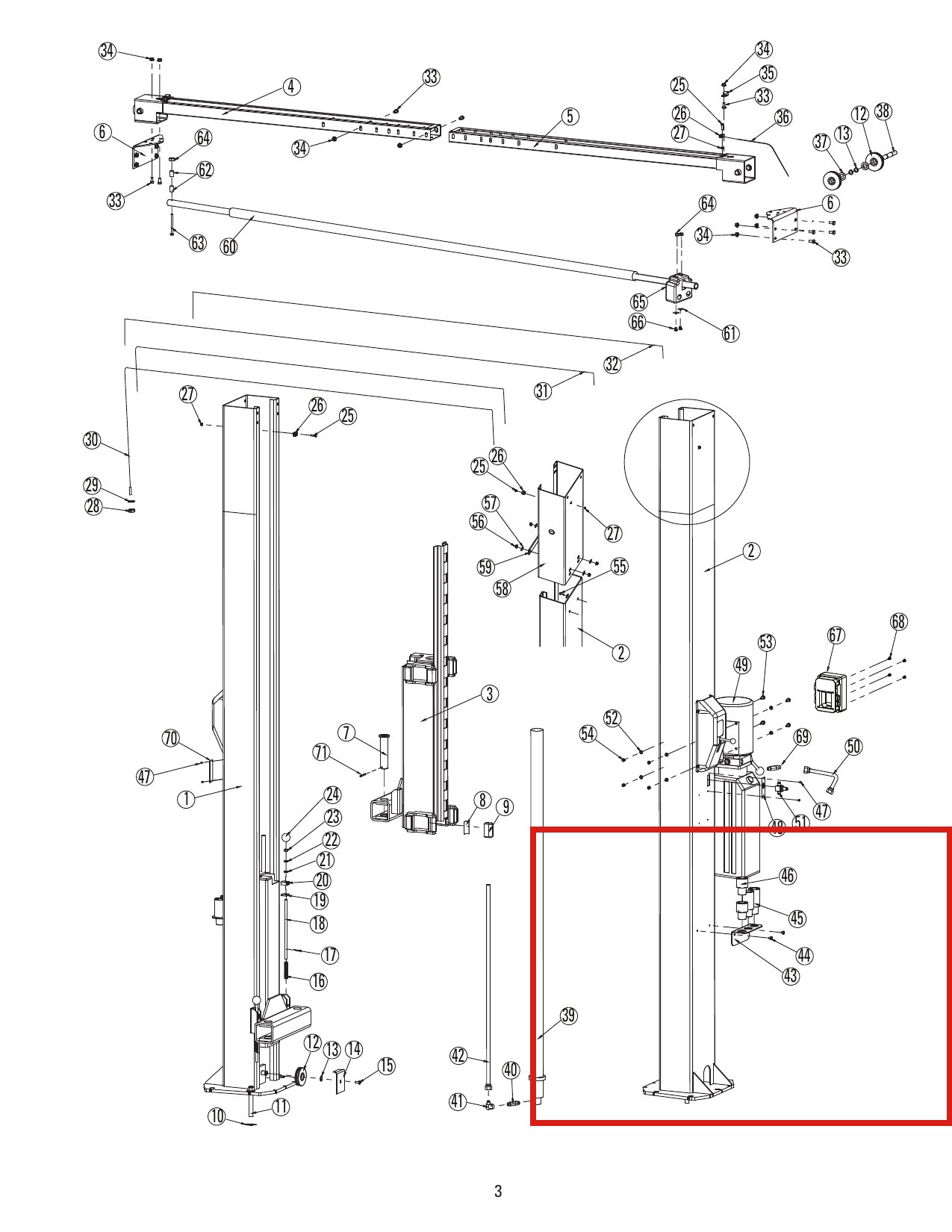 Rotary Lift FJ6145Y Adapter Bracket / Extension Rack - DL9, DP10, I10N000M 2-Post Lifts (Replaced FJ6145YBK) parts diagram (location)