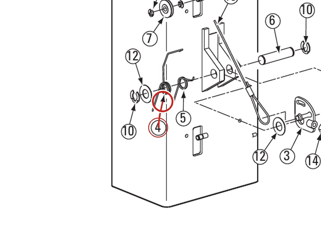 Rotary Lift FJ7566-10 Locking Latch Spring for DL9, DP10, I10 Two-Post Lifts parts diagram
