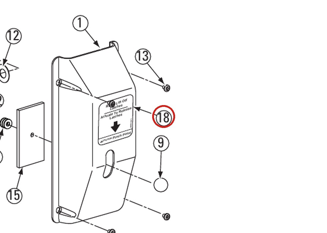 Rotary Lift NP266 Latch Release Decal / Latch Nameplate - DL9, DP10 & I10 Two-Post Lifts parts diagram