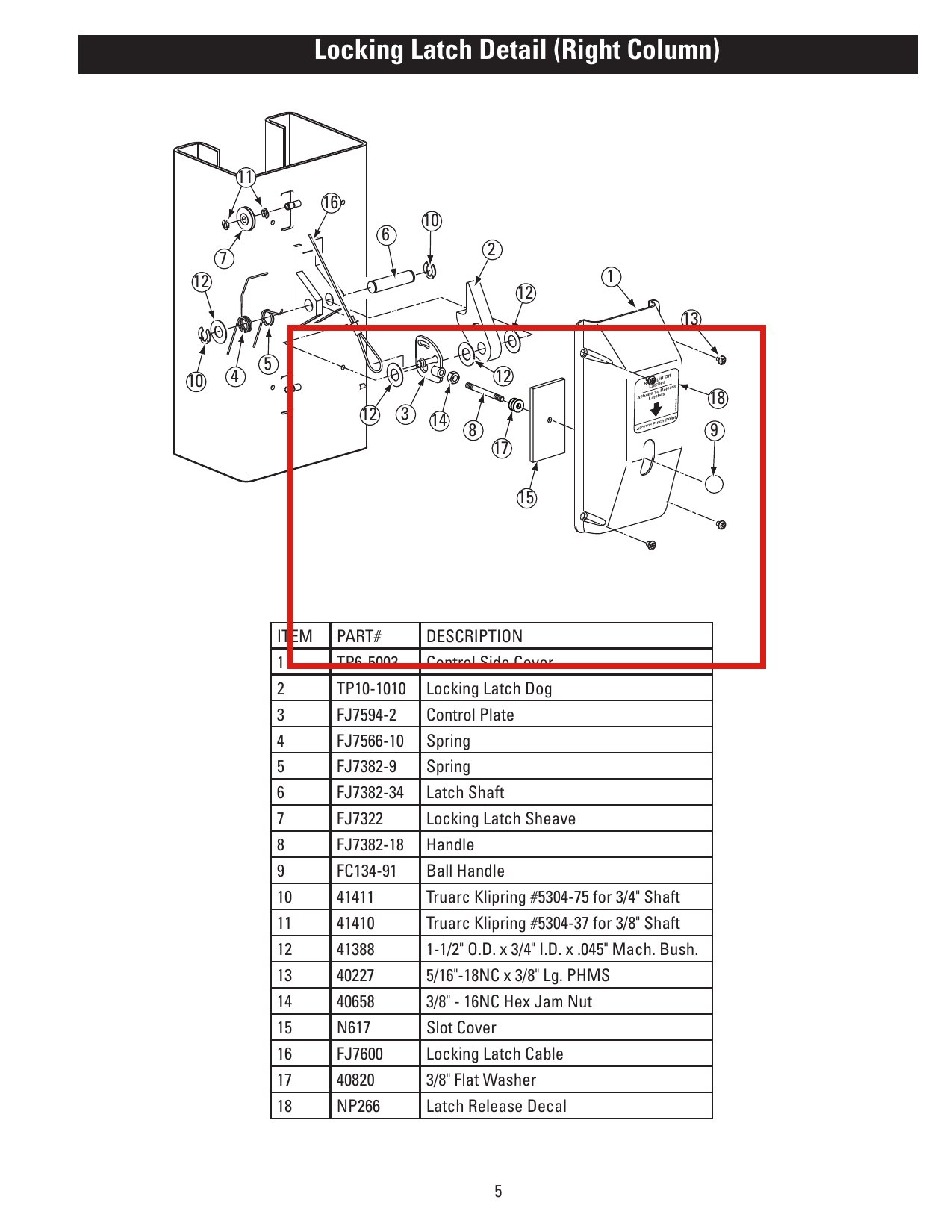 Rotary N617 Slot Cover for DL9 / DP10 / I10 Two-Post Lifts parts diagram location