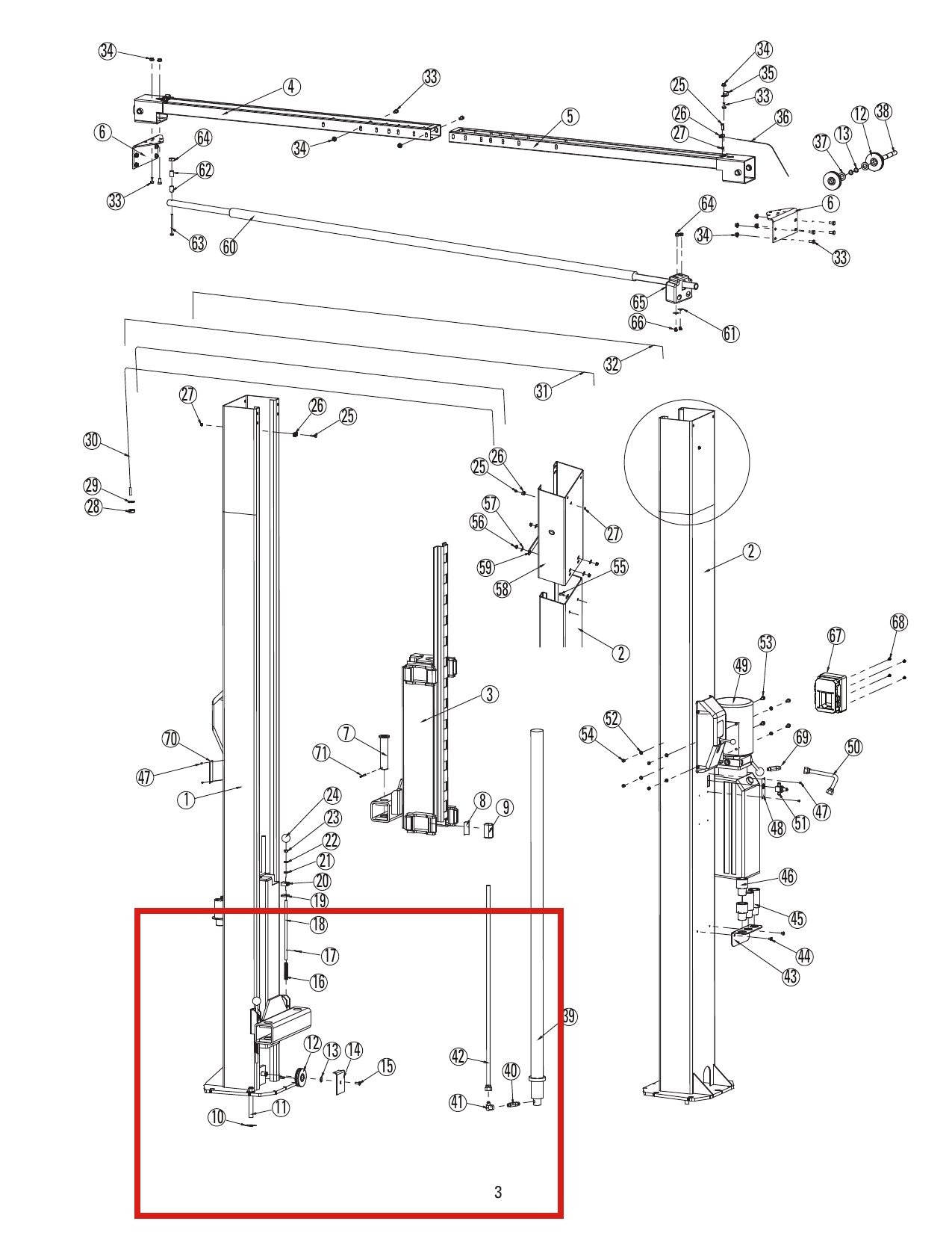 Sheave Cover Rotary FJ7382-16 2 Post Lift Debris Guard for SPOA7 SPO9 SPOA10 parts diagram (location)