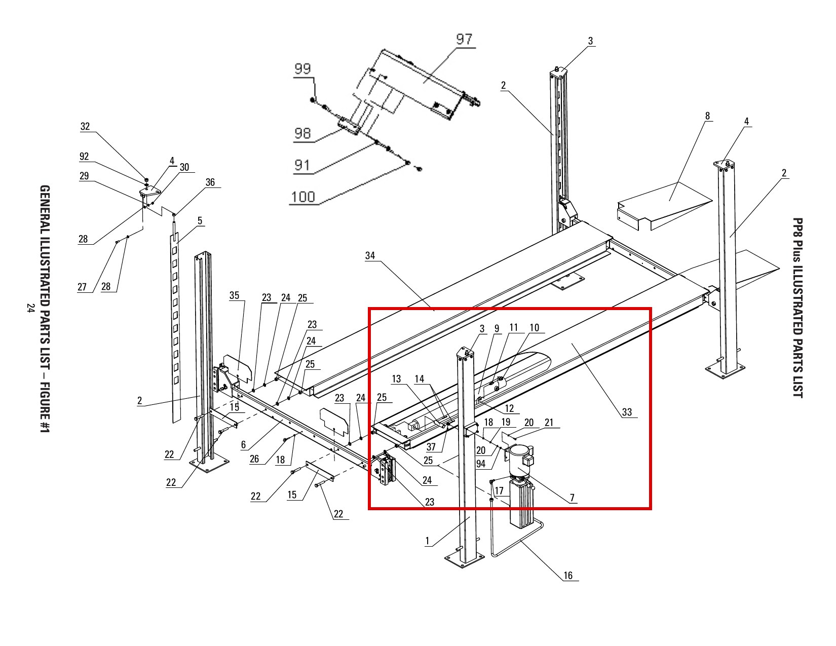 Direct Lift 1WB-15 Short Hydraulic Hose for PP8+ / PP8+ Long & 8K 4-Post Parking Lifts parts diagram (item 12) (location)