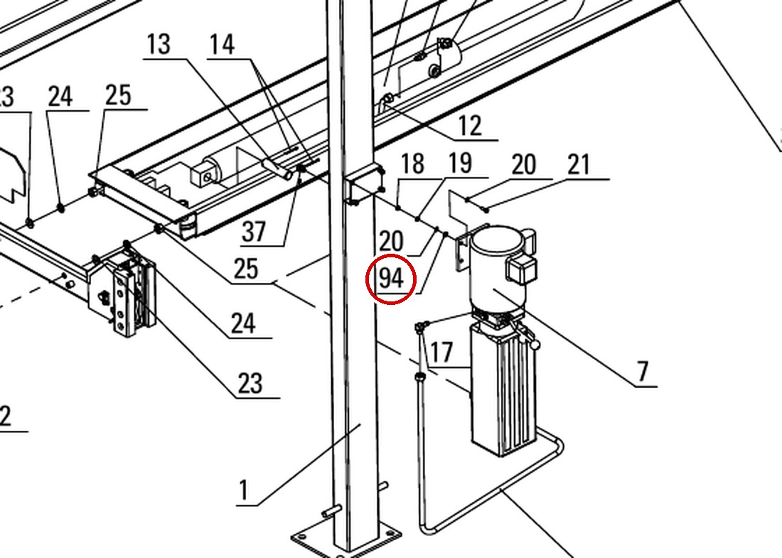 Direct Lift 30400-1999 Rubber Grommet / Shock Absorption Washer parts diagram (PP8+ Long General Fig 1, item 94)