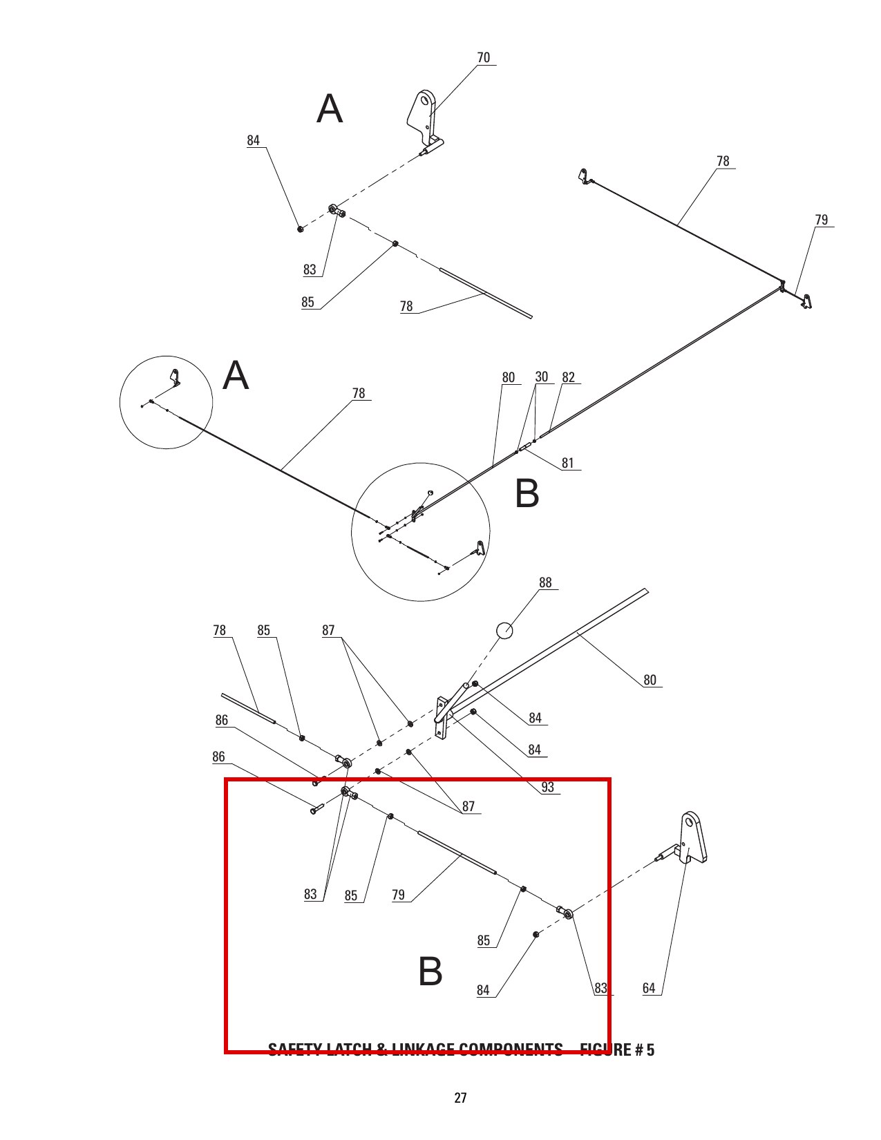Direct Lift B30-6 M6 Hex Nut for I12, 10K & 8K 2-Post Lifts parts diagram (PP8+ Long Safety Latch Fig 5 item 85) (location)