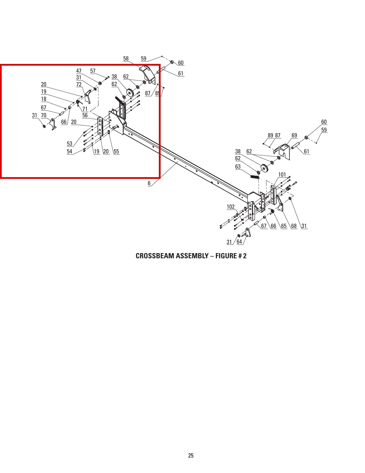 Direct Lift B40-8 8mm Lock Washer (PP8+ Long item 19) Crossbeam Assembly (location)