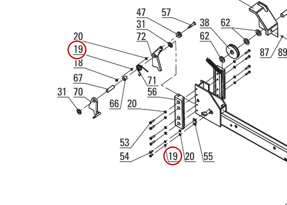 Direct Lift B40-8 8mm Lock Washer (PP8+ Long item 19) Crossbeam Assembly