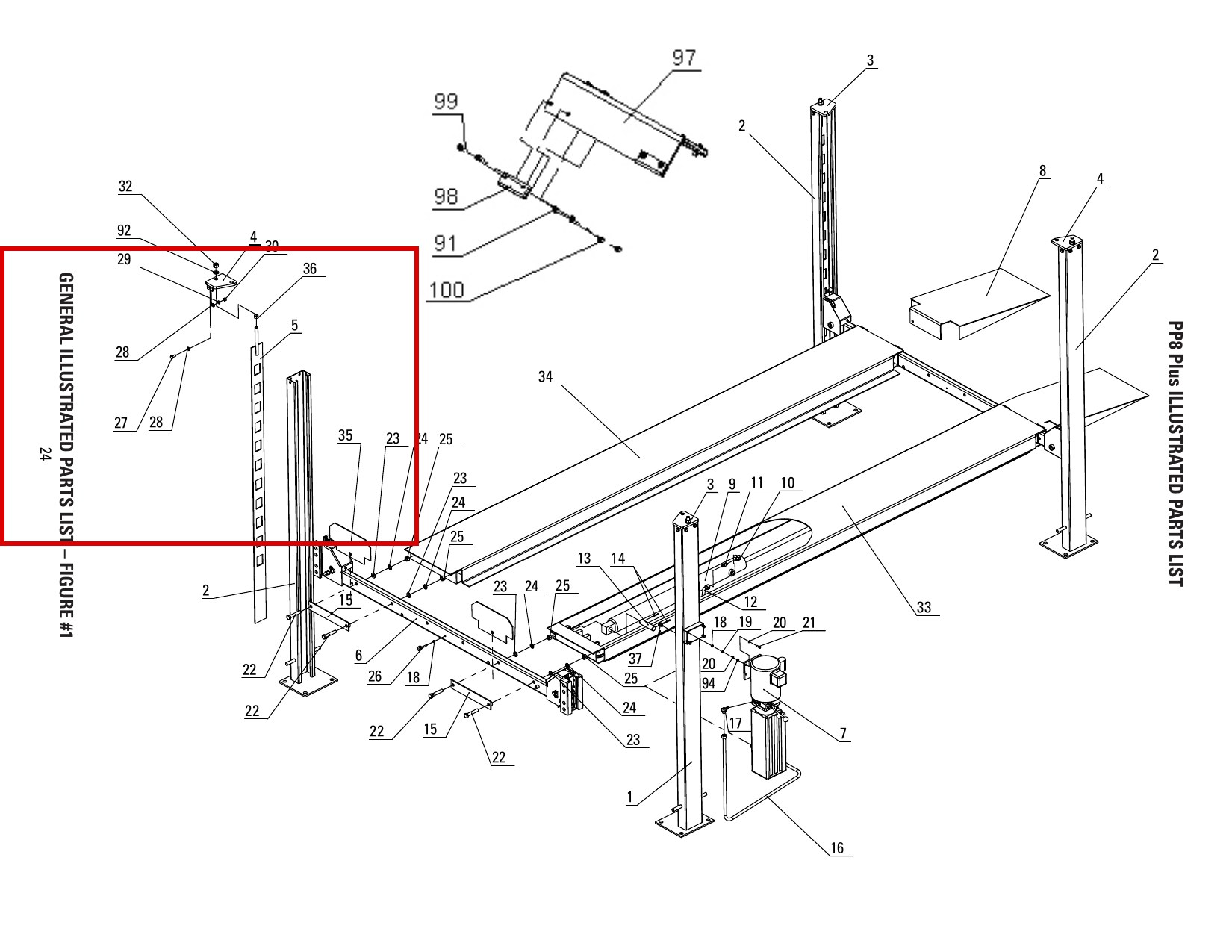 Direct Lift B41-12 12mm Flat Washer PP8+ Long General Parts List Figure 1 item 28 (location)