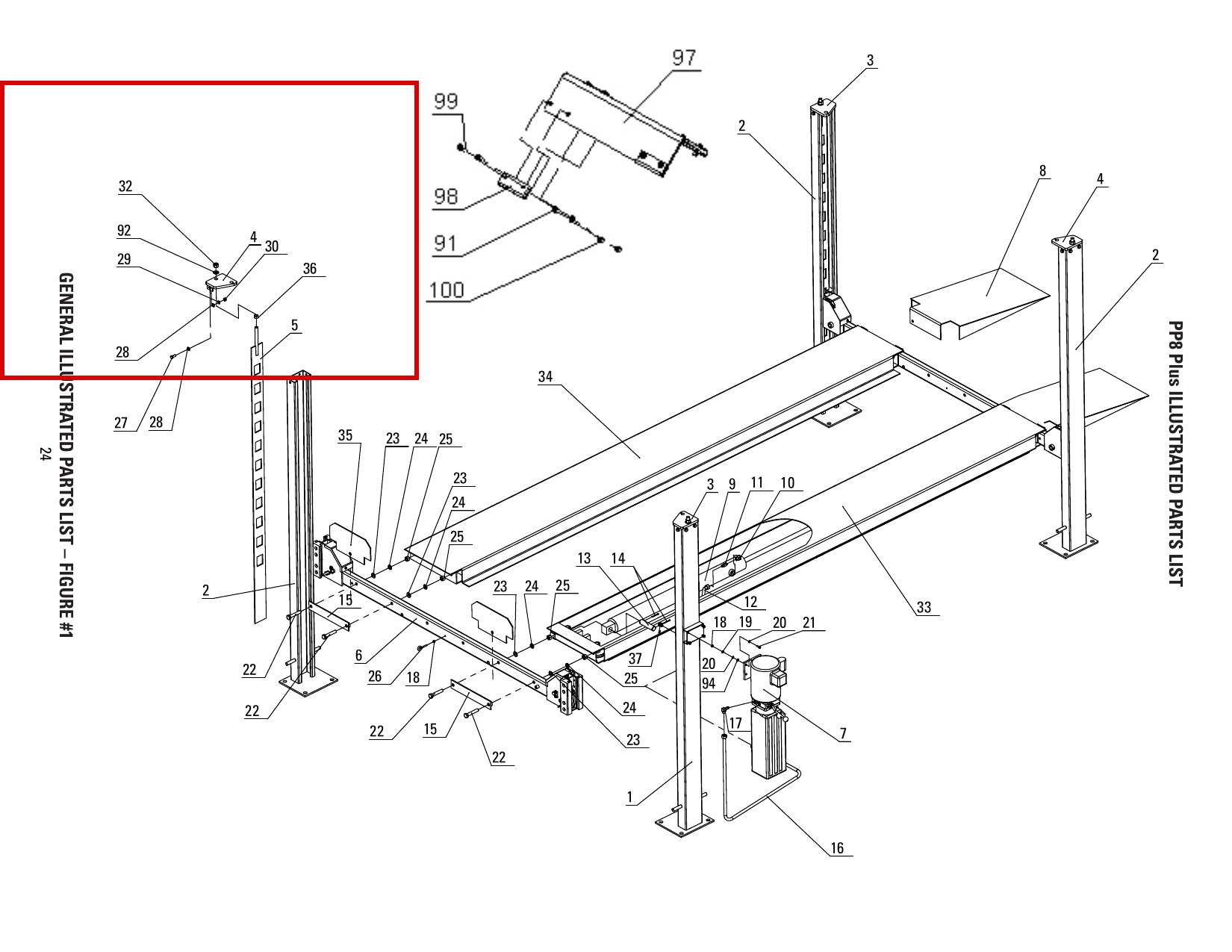 Direct Lift B41-20 20mm Flat Washer, PP8+ Long General Parts List item 92 (location)
