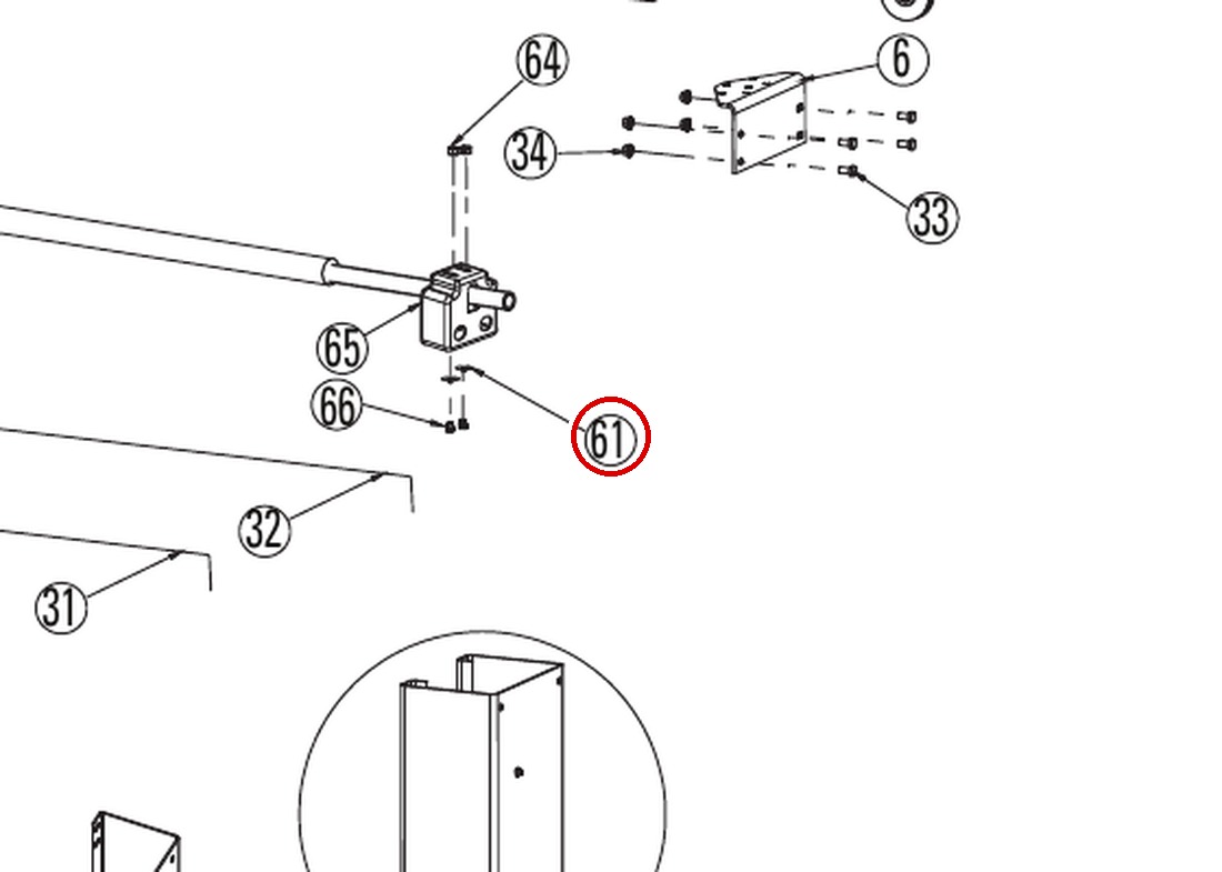 Direct Lift B41-6 (40795) 1/4" Flat Washer parts diagram (DL9 Main Lift item 61)