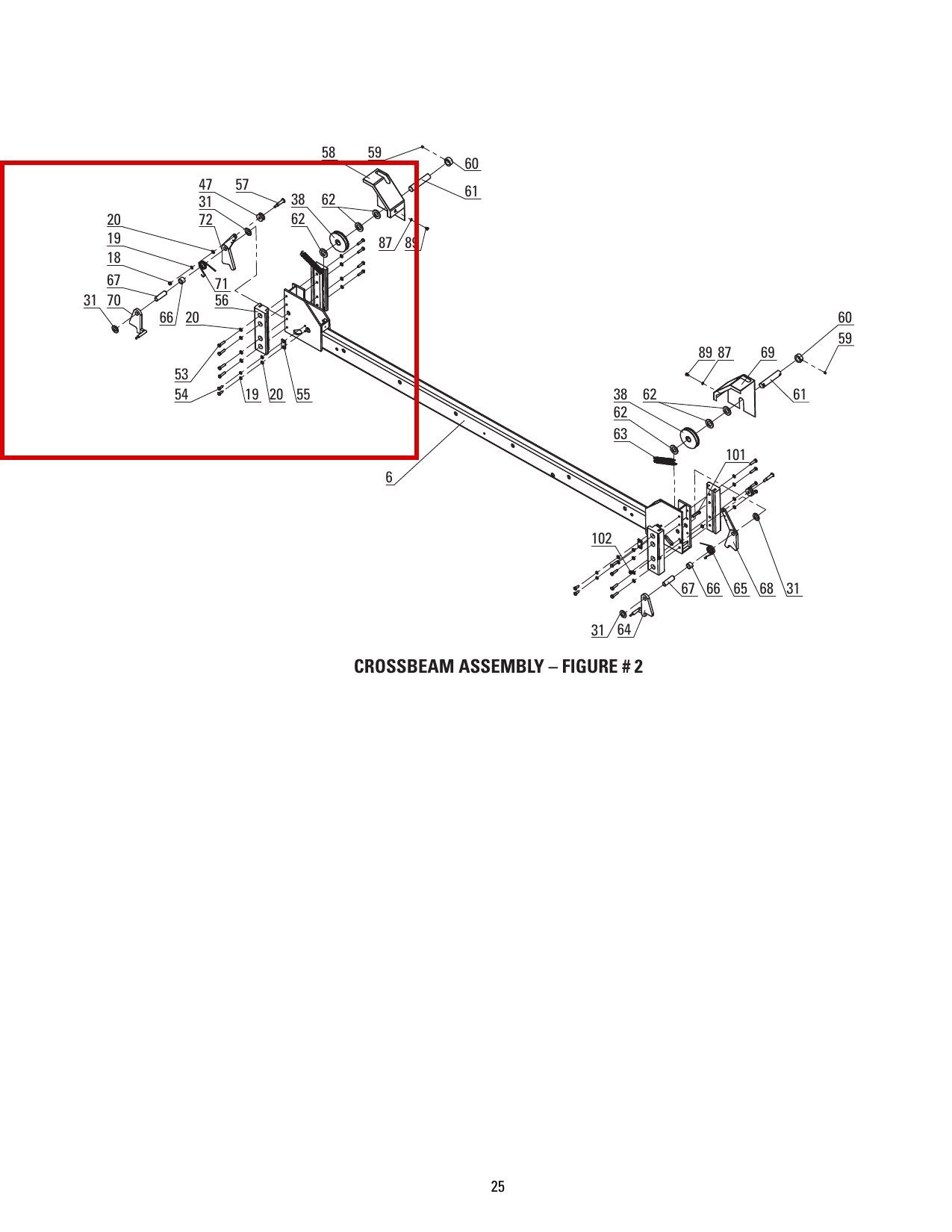 Direct Lift B41-8 Flat Washer 8mm (M8) parts diagram (Crossbeam location)