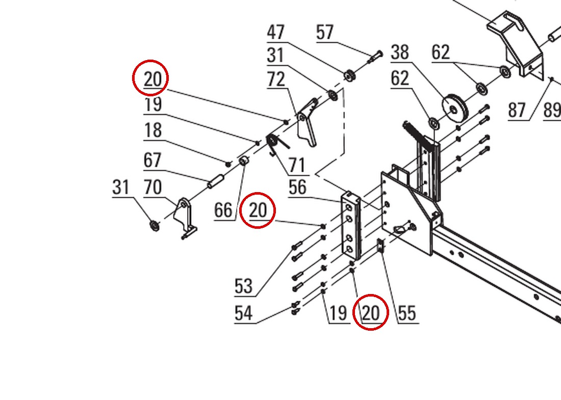 Direct Lift B41-8 Flat Washer 8mm (M8) parts diagram (PP8+ Long Crossbeam item 20)