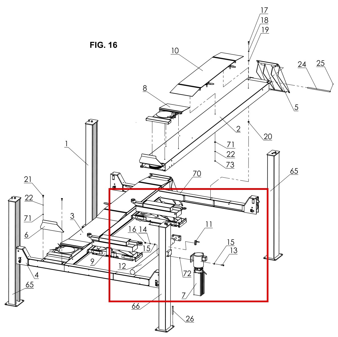Direct Lift B41-8 Flat Washer 8mm (M8) parts diagram (Pro 14F 14000 Components Fig 16 item 15) (location)