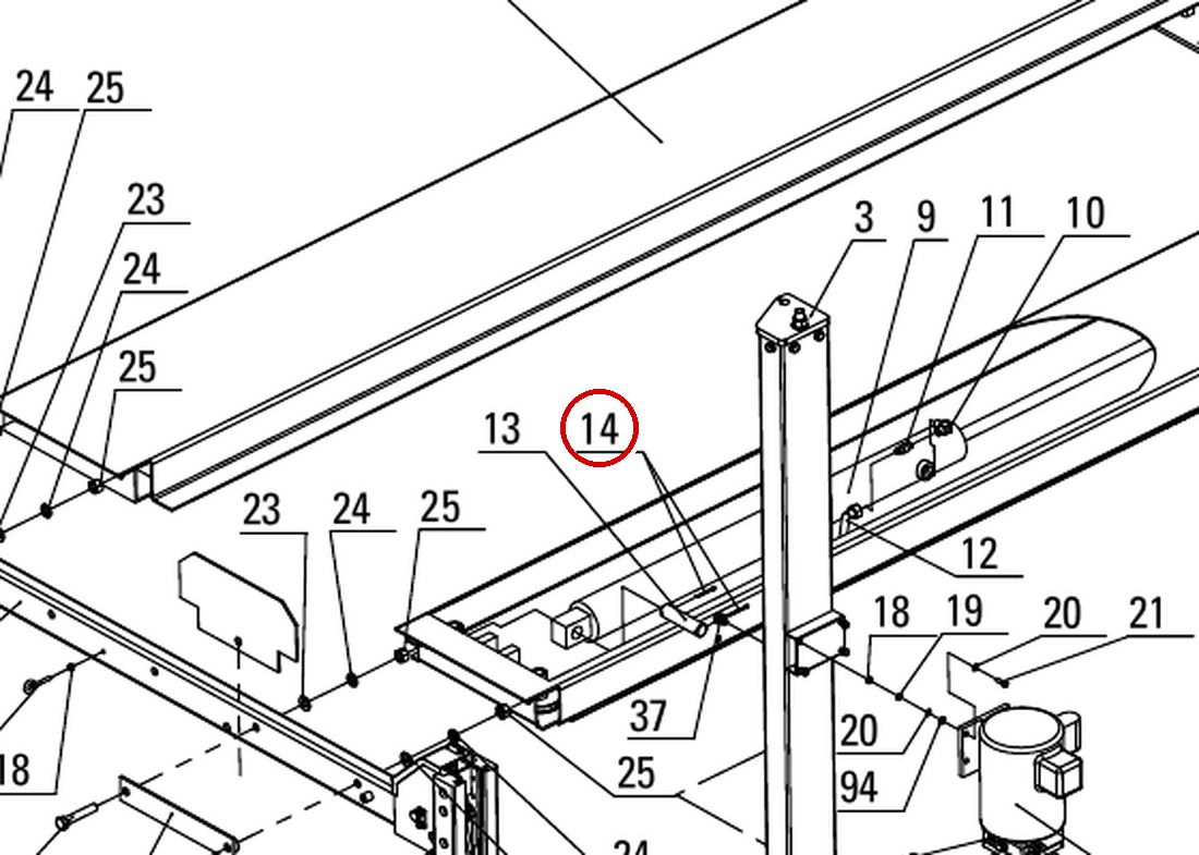 Direct Lift B52-5x60 Cotter Pin Ø5 x 60mm for PP8+ Long 8K 4-Post Lift parts diagram (item 14)