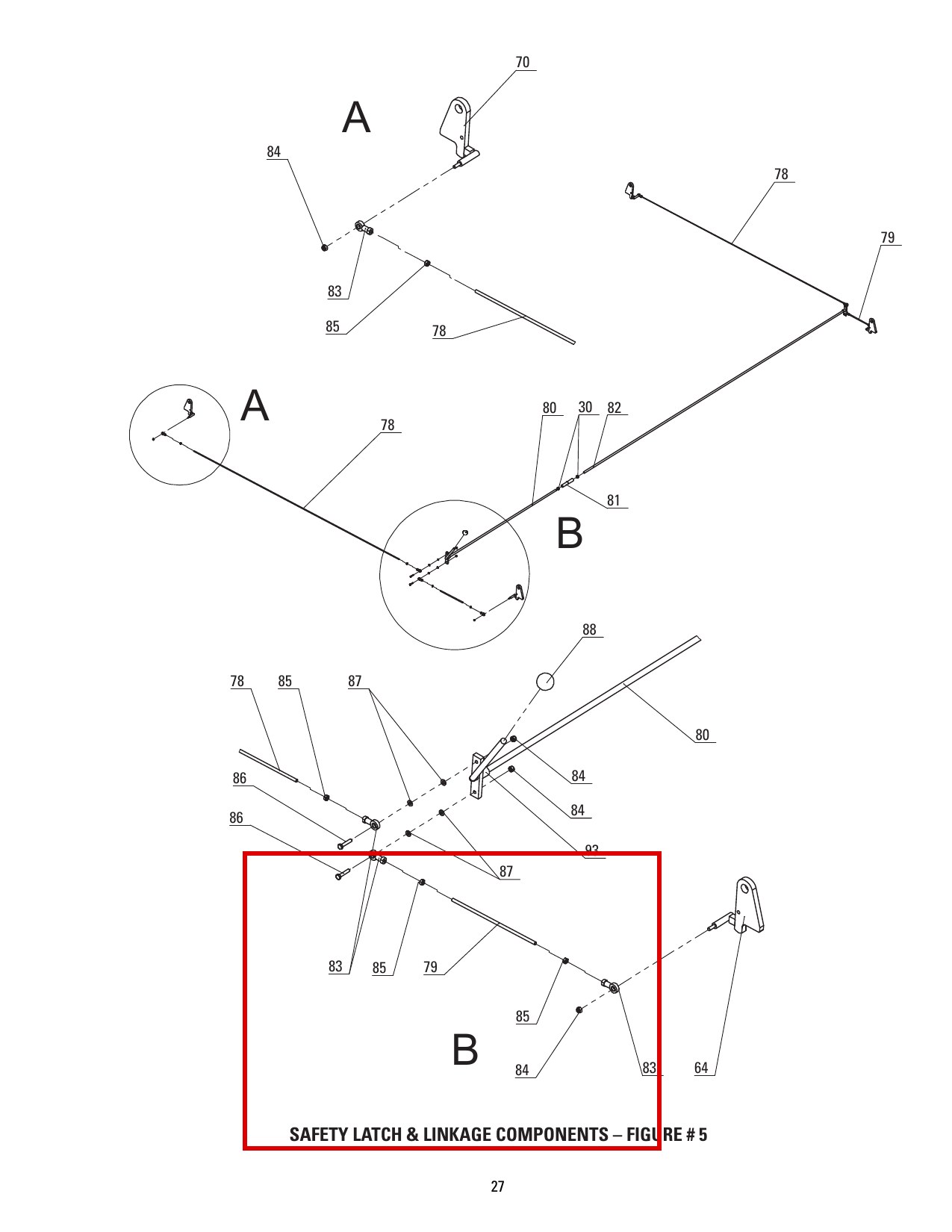 Direct Lift B72-6 Swivel Joint M6 PP8+ Long Safety Latch Fig 5 item 83 (detail B) (location)