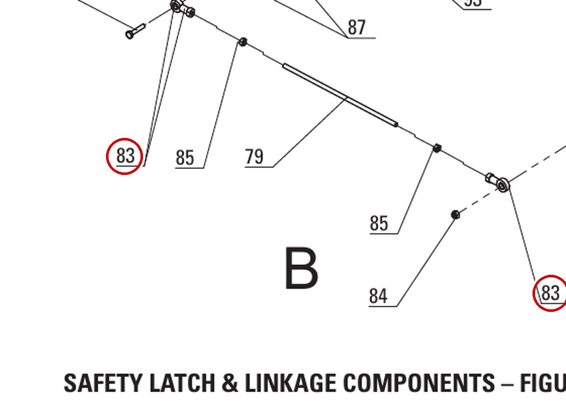 Direct Lift B72-6 Swivel Joint M6 PP8+ Long Safety Latch Fig 5 item 83 (detail B)