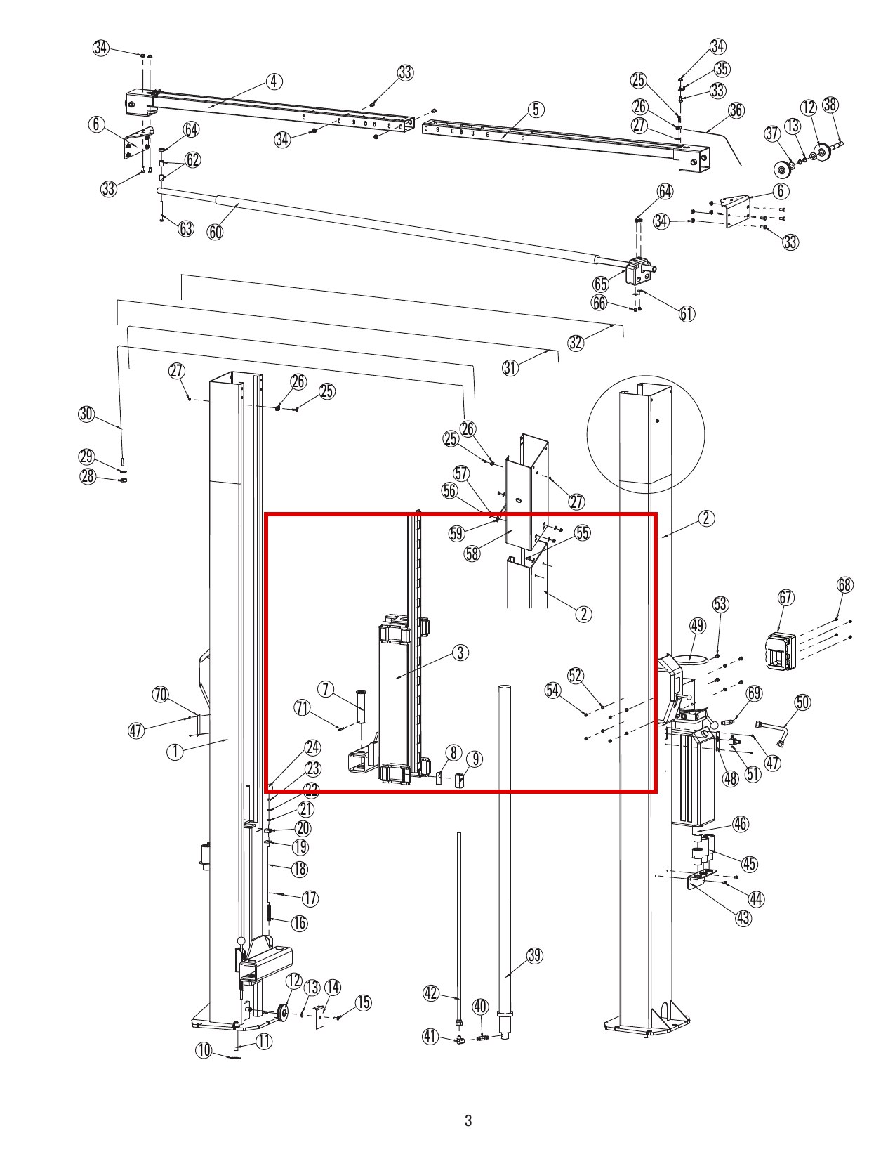 ROY2000 direct-lift-dl9-main-lift-assembly item 3 (location)