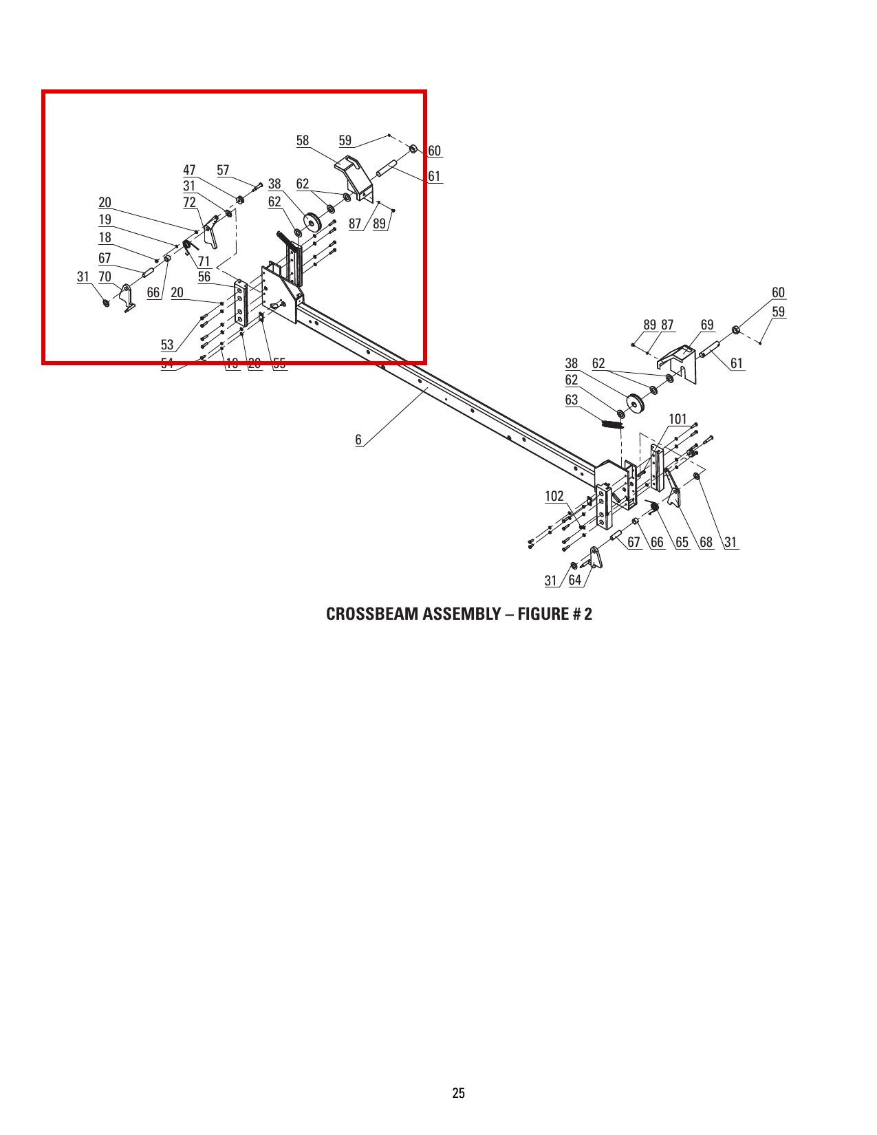 Direct Lift DP8-2009 Latch Shaft, PP8+ Long Crossbeam Assembly item 57 (location)